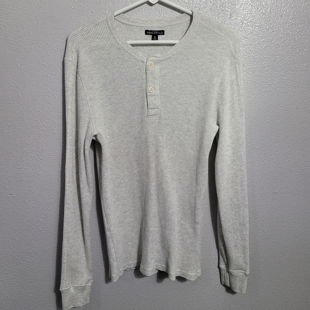 J. Crew Gray Henley Knit Shirt 100%cotton